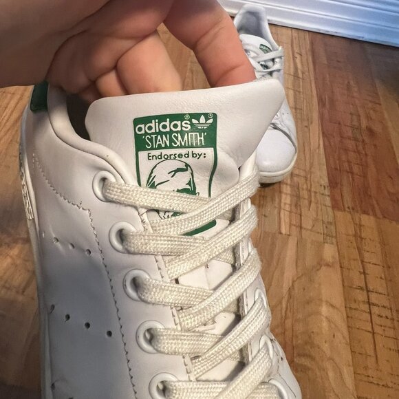 Adidas Stan Smith Shoes Cloud White and Green Vintage Style Sneaker - Picture 8 of 10